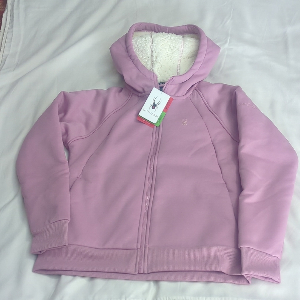 Hoodie Zip Up Jacket Spyder Kids Medium Pink Sherpa Lined